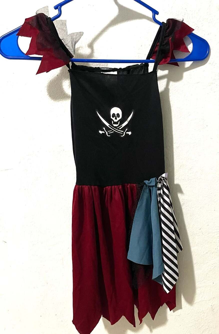 Classic Pirate Dress Medium Black Red Halloween Costume